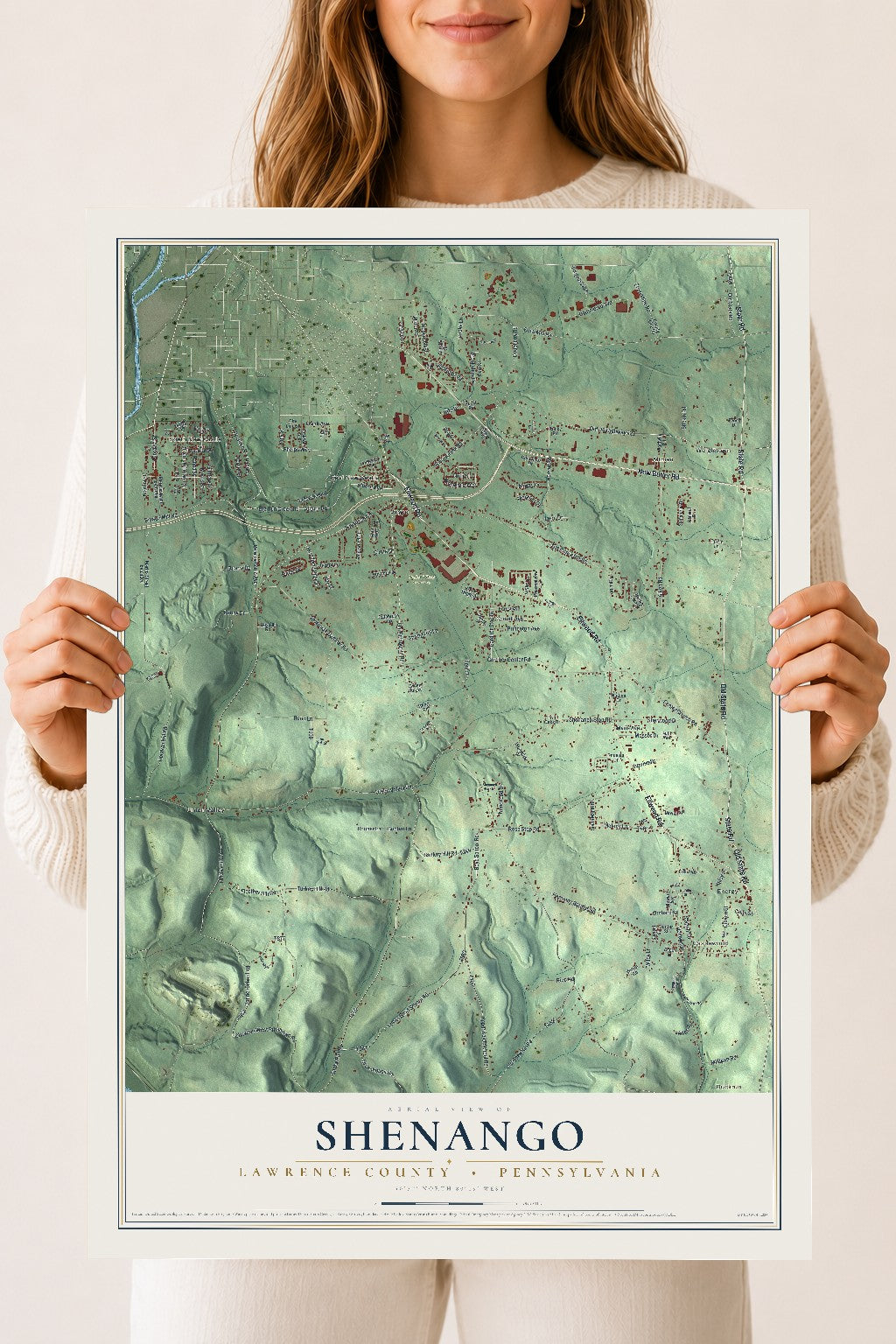 Map of Shenango, Lawrence County, Pennsylvania, 18 x 24 inch unframed archival matte print