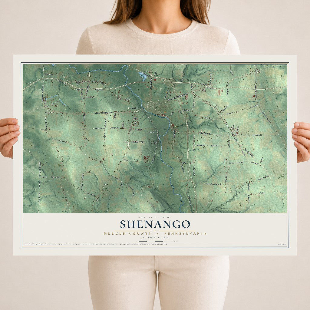 Map of Shenango, Mercer County, Pennsylvania, 18 x 24 inch unframed archival matte print