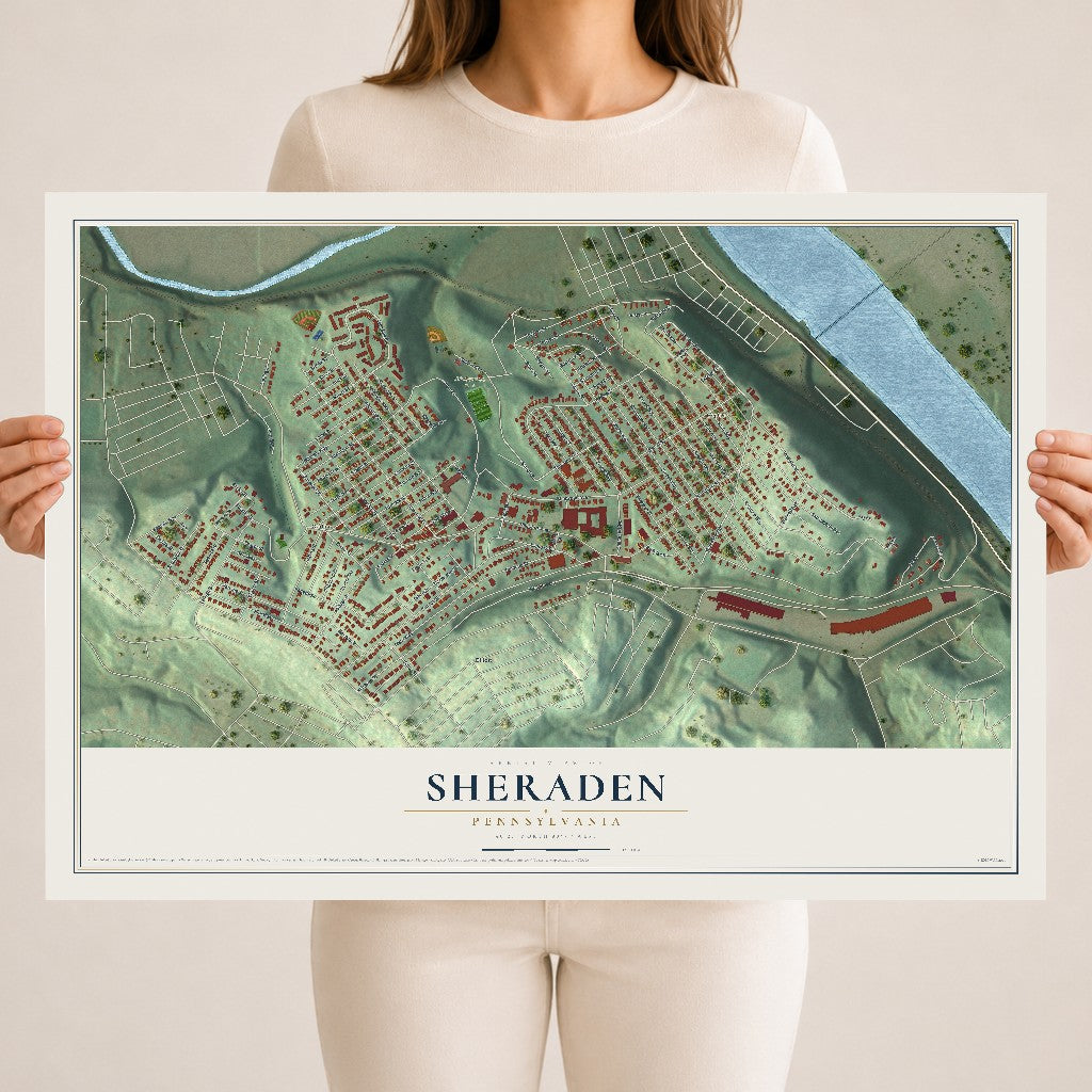 Map of Sheraden, Pennsylvania, 18 x 24 inch unframed archival matte print