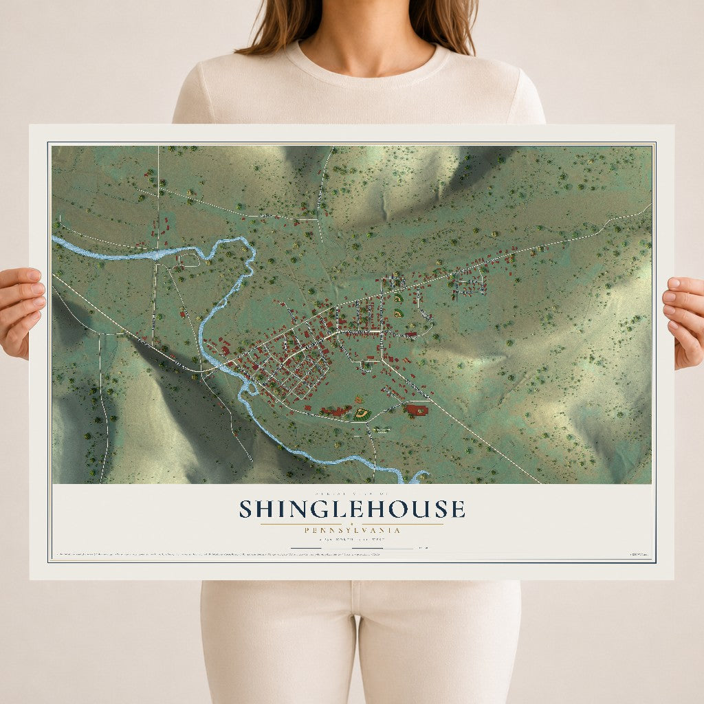 Map of Shinglehouse, Pennsylvania, 18 x 24 inch unframed archival matte print