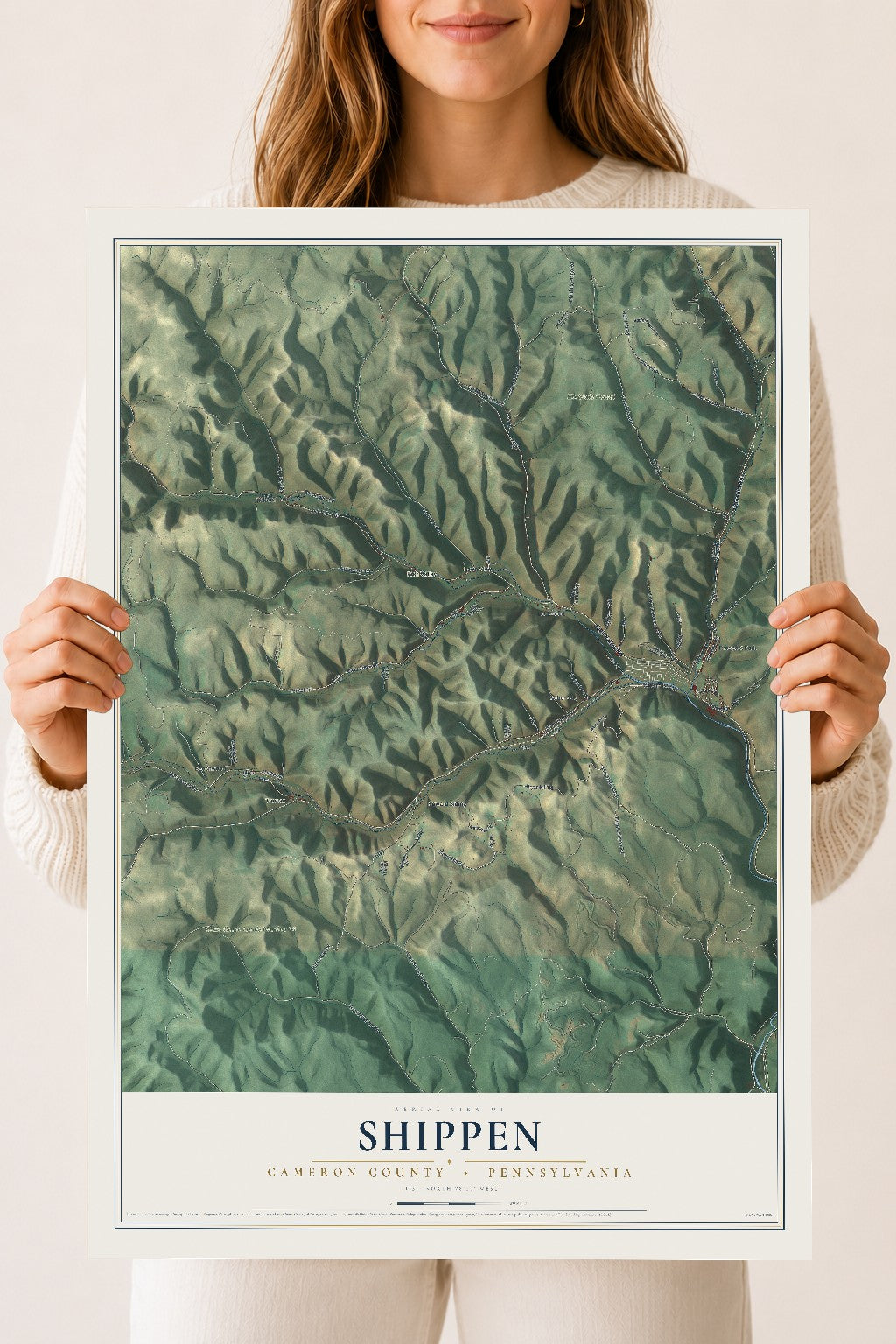 Map of Shippen, Cameron County, Pennsylvania, 18 x 24 inch unframed archival matte print