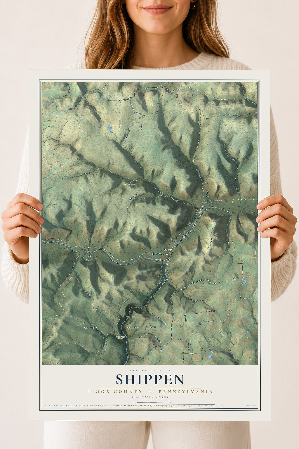 Map of Shippen, Tioga County, Pennsylvania, 18 x 24 inch unframed archival matte print