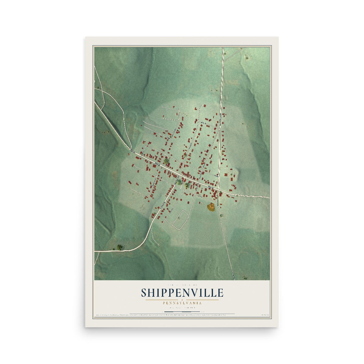 Map of Shippenville, Pennsylvania, 12 x 18 inch unframed archival matte print