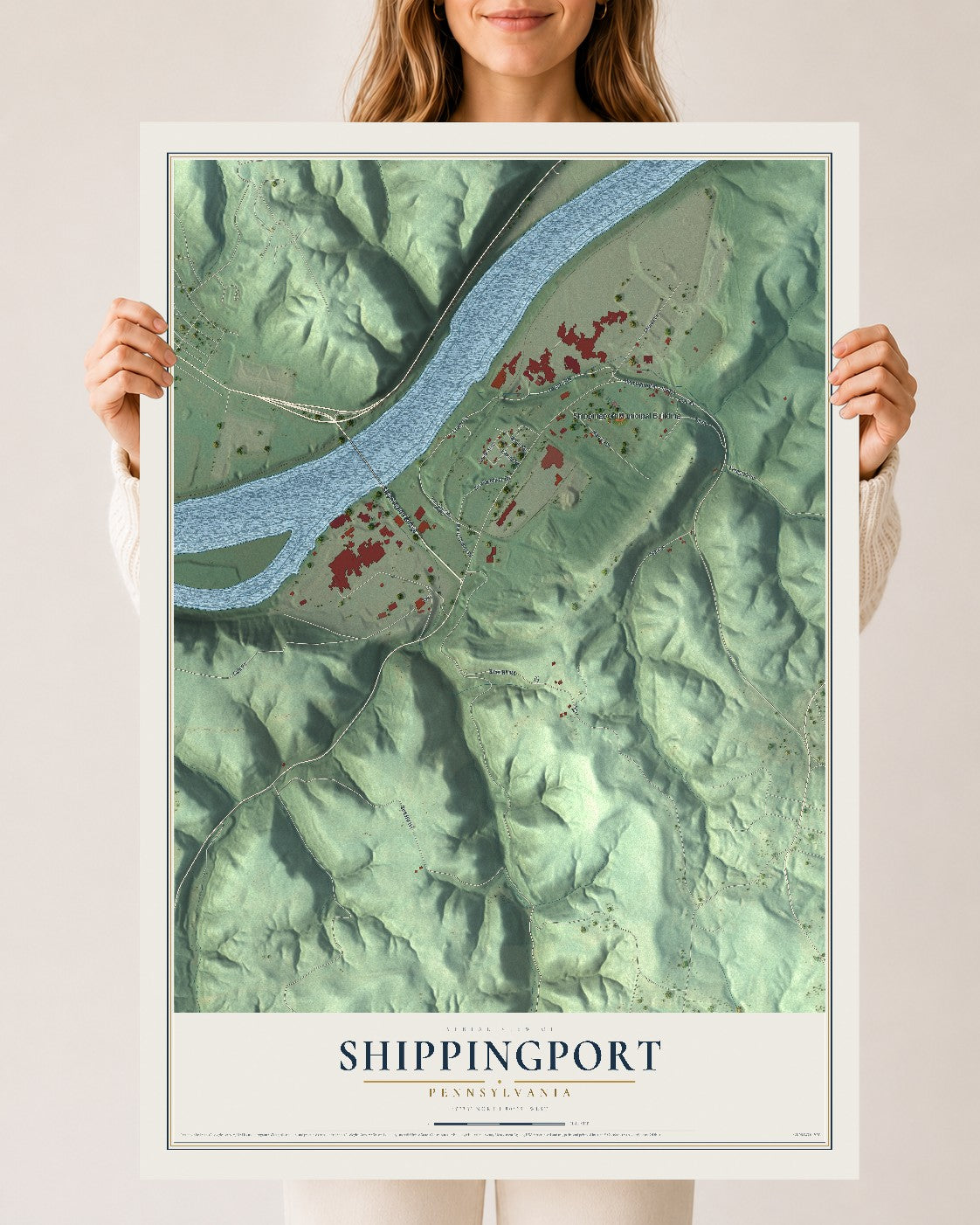 Map of Shippingport, Pennsylvania, 24 x 36 inch unframed archival matte print