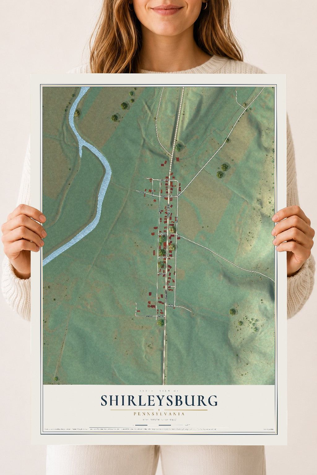 Map of Shirleysburg, Pennsylvania, 18 x 24 inch unframed archival matte print