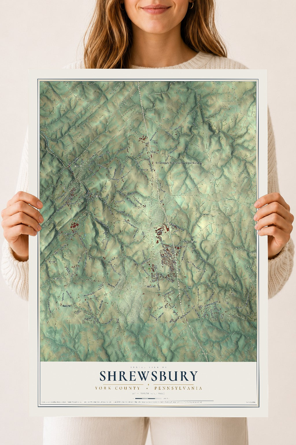 Map of Shrewsbury, York County, Pennsylvania, 18 x 24 inch unframed archival matte print