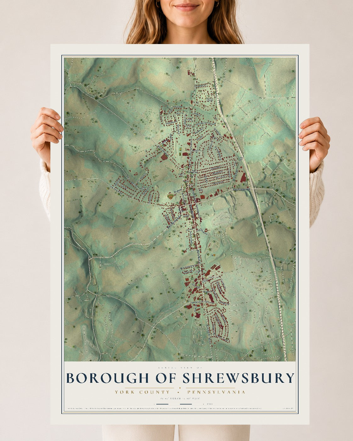 Map of the Borough of Shrewsbury, York County, Pennsylvania, 24 x 36 inch unframed archival matte print