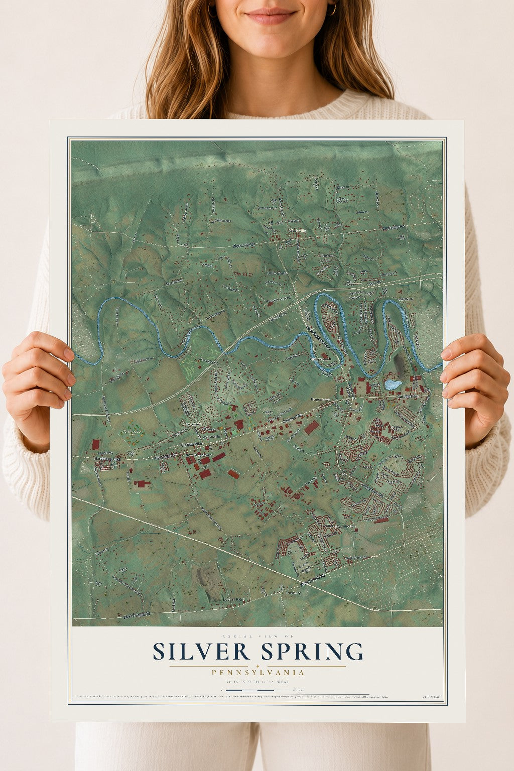 Map of Silver Spring, Pennsylvania, 18 x 24 inch unframed archival matte print