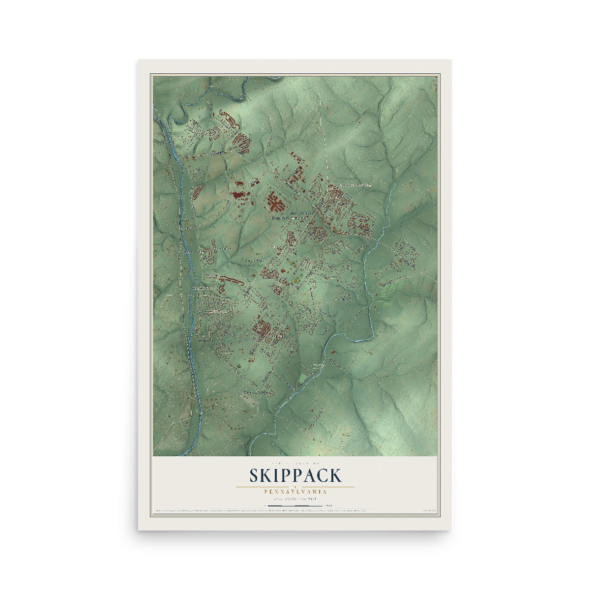 Map of Skippack, Pennsylvania, 12 x 18 inch unframed archival matte print