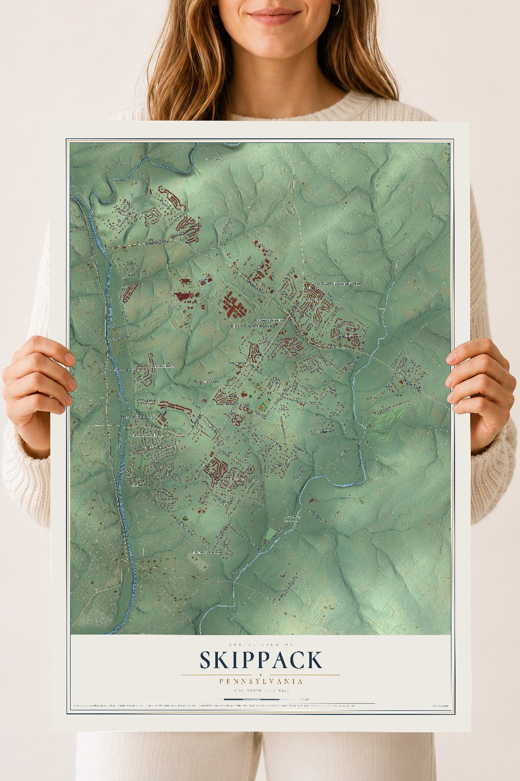 Map of Skippack, Pennsylvania, 18 x 24 inch unframed archival matte print