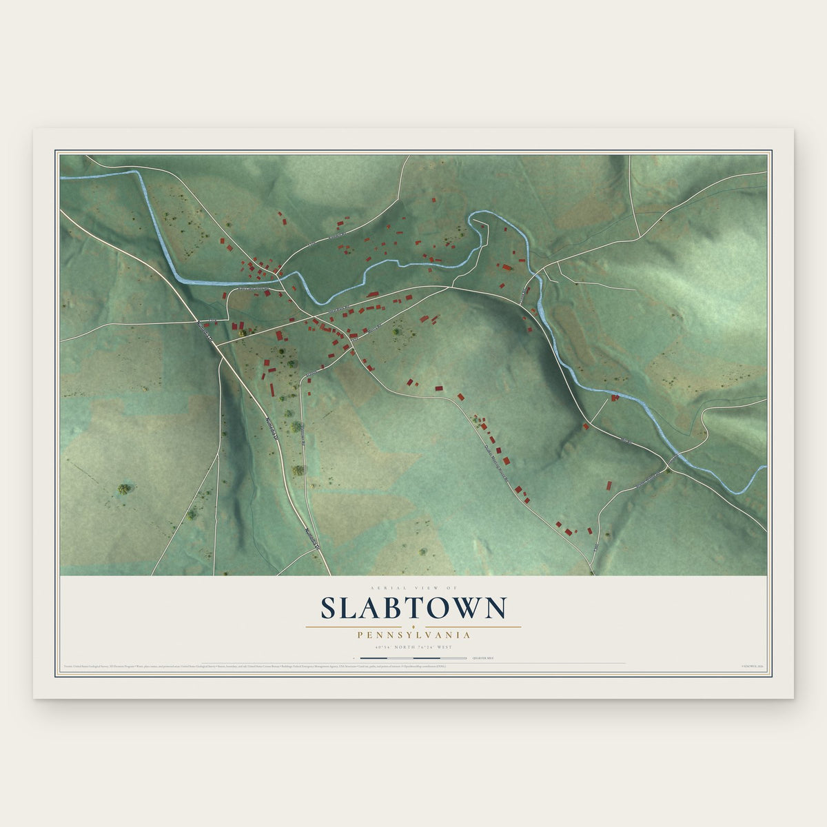 Slabtown, Pennsylvania map print, the full design