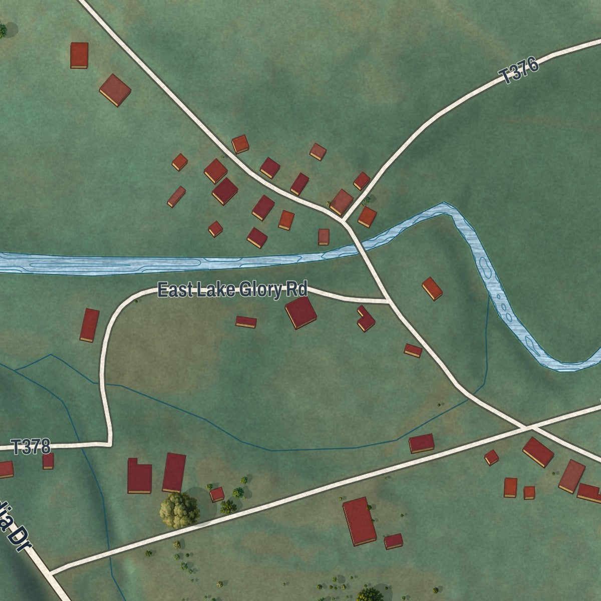 Close-up of the map of Slabtown, Pennsylvania print showing street and building detail