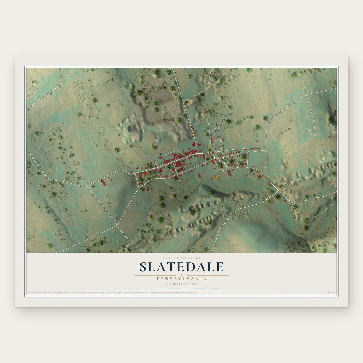 Slatedale, Pennsylvania map print, the full design