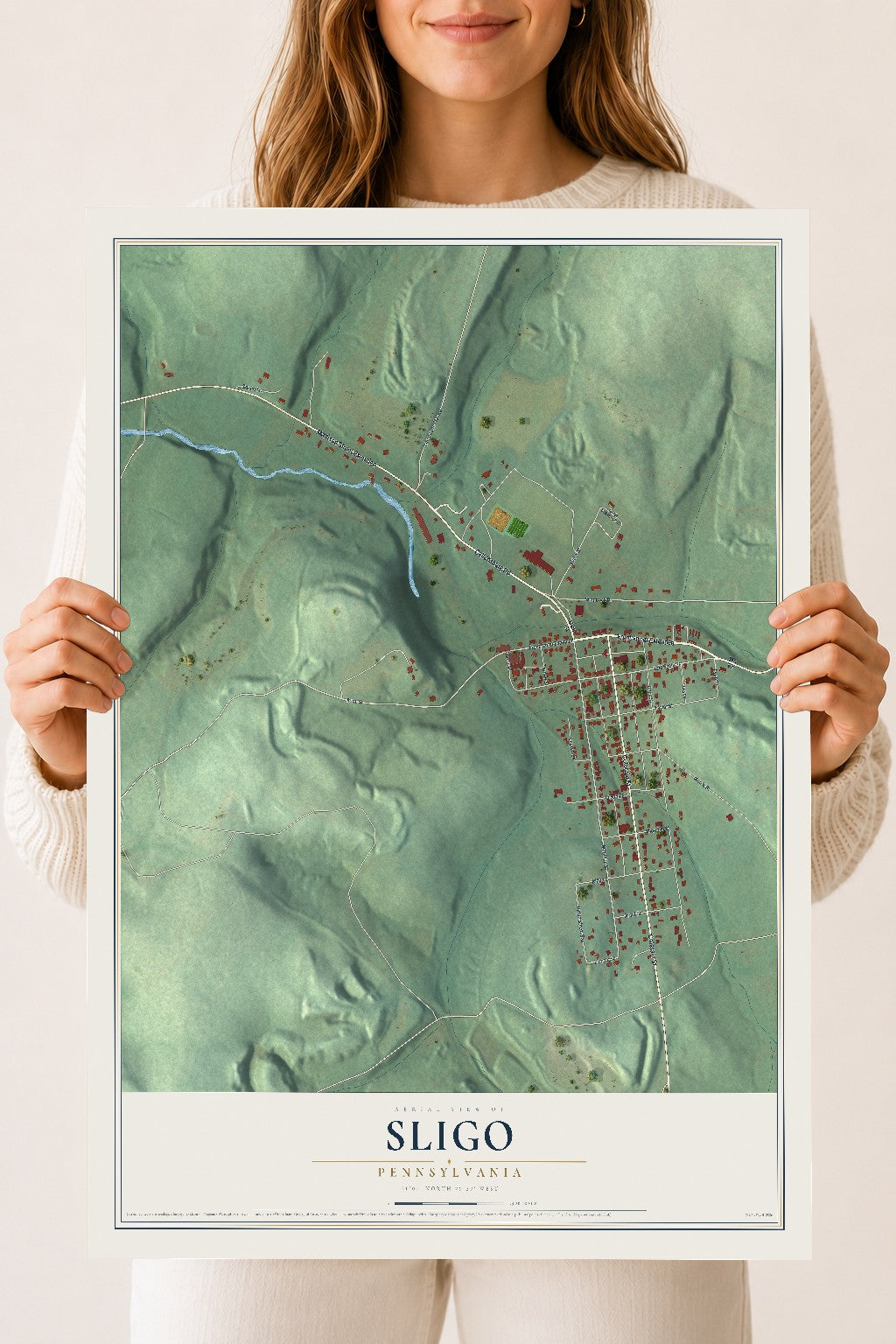 Map of Sligo, Pennsylvania, 18 x 24 inch unframed archival matte print