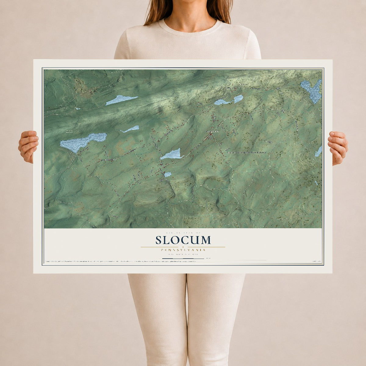 Map of Slocum, Pennsylvania, 24 x 36 inch unframed archival matte print