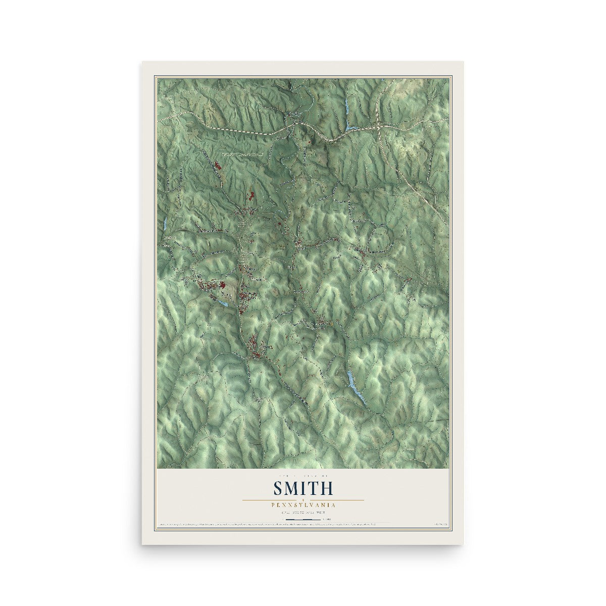 Map of Smith, Pennsylvania, 12 x 18 inch unframed archival matte print