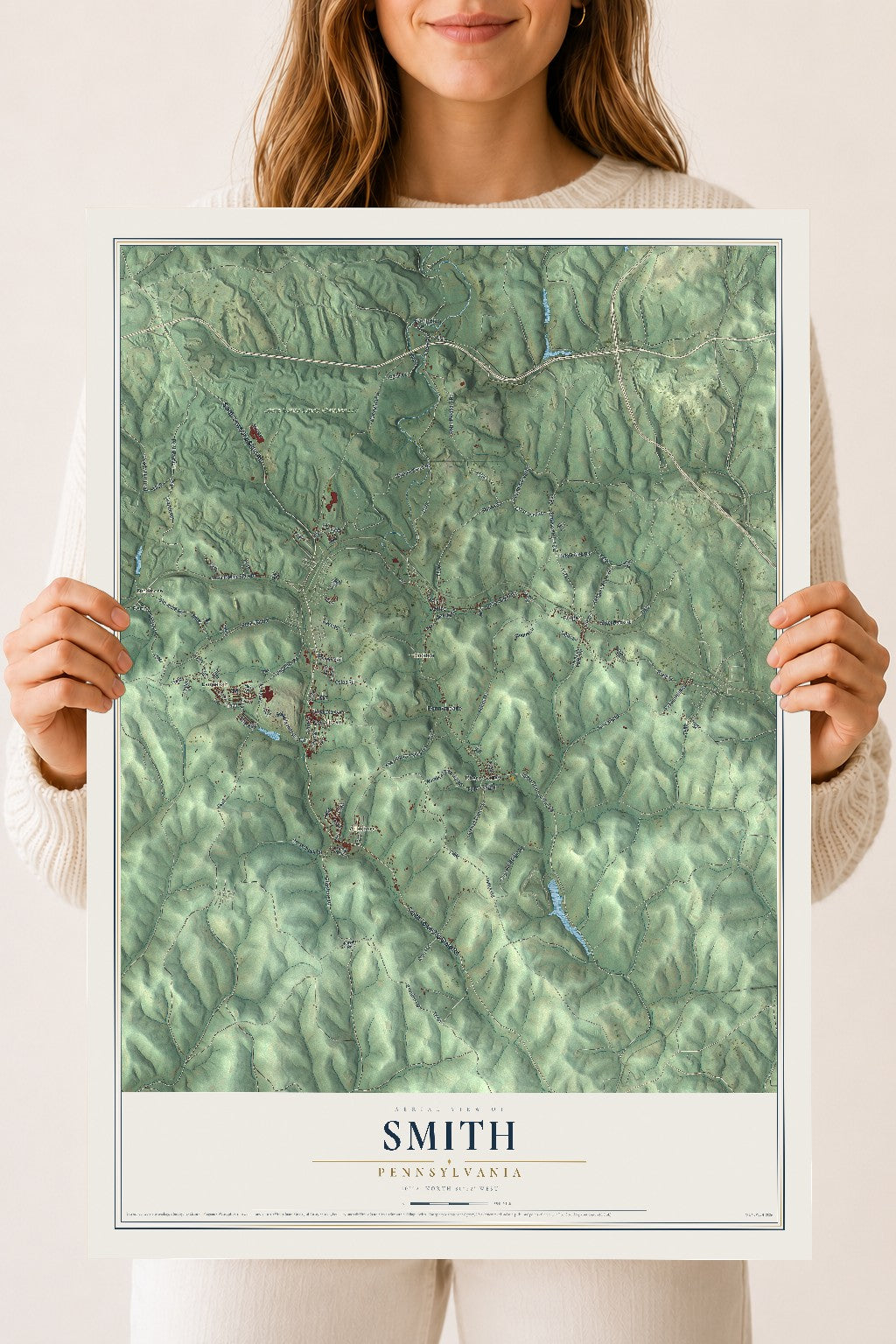 Map of Smith, Pennsylvania, 18 x 24 inch unframed archival matte print