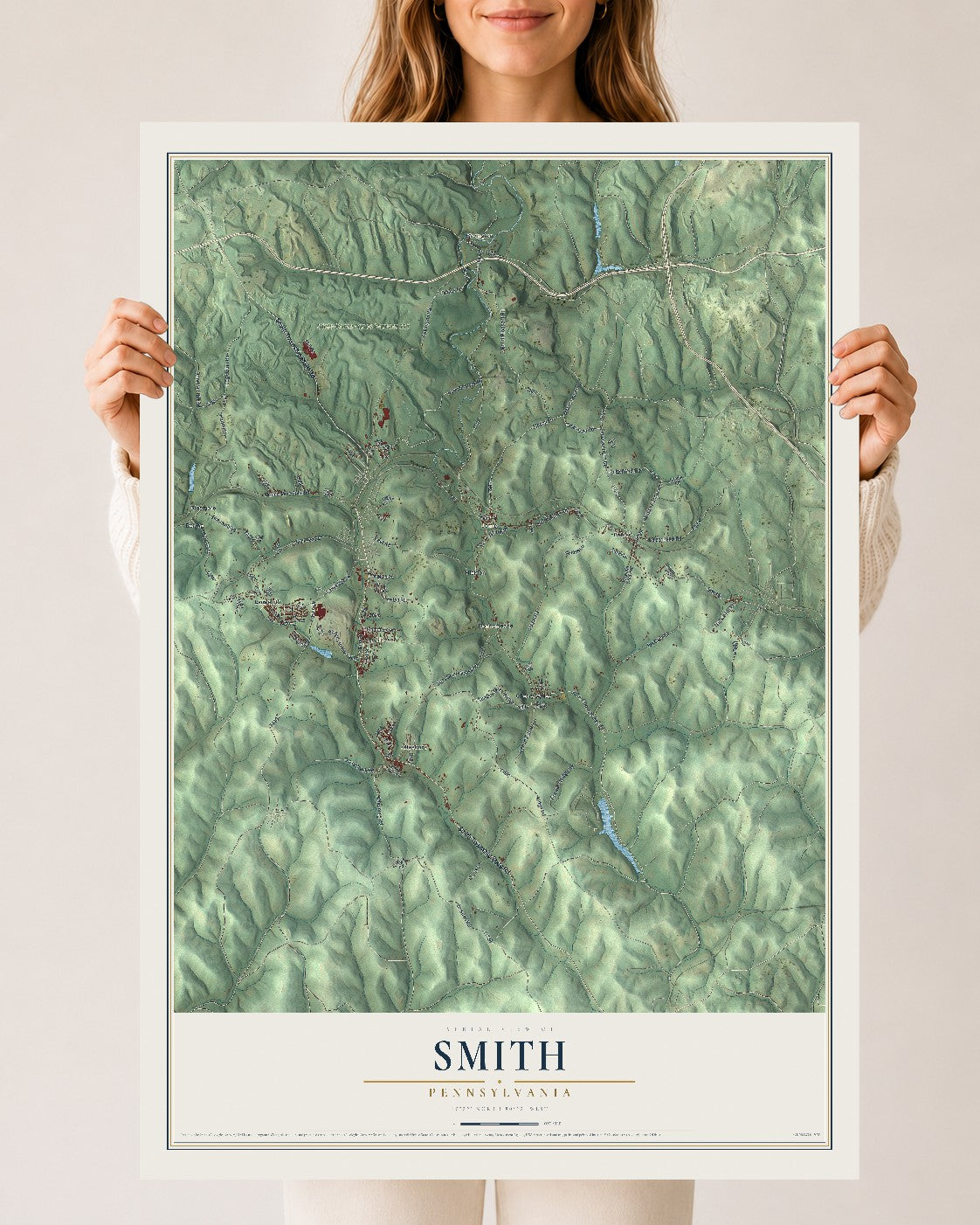 Map of Smith, Pennsylvania, 24 x 36 inch unframed archival matte print