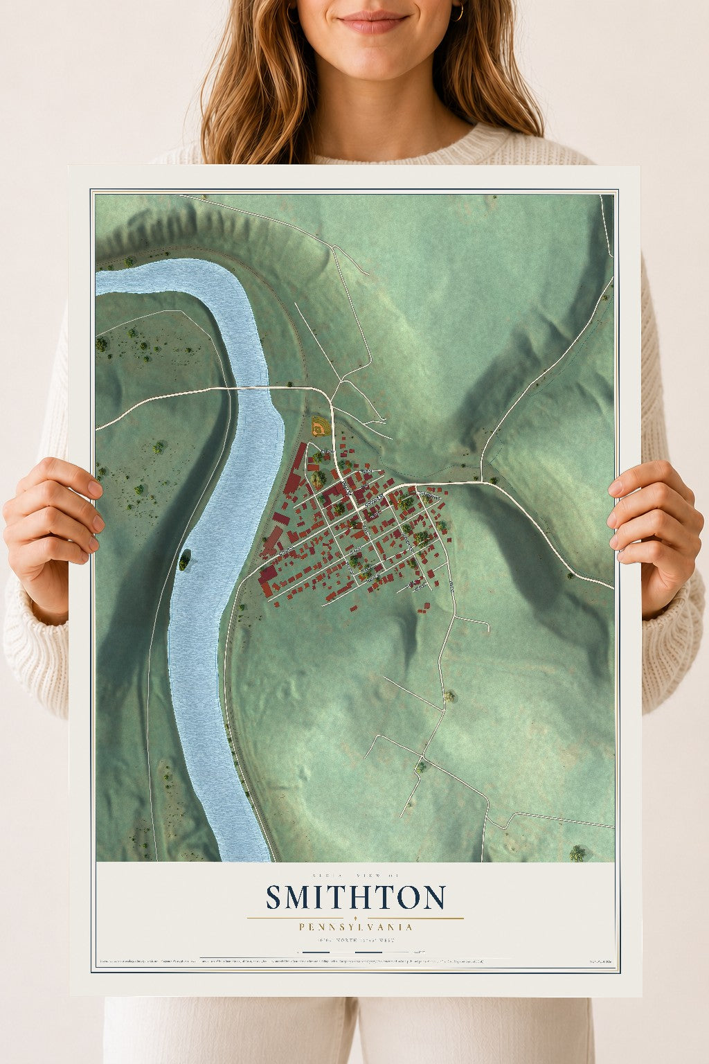 Map of Smithton, Pennsylvania, 18 x 24 inch unframed archival matte print