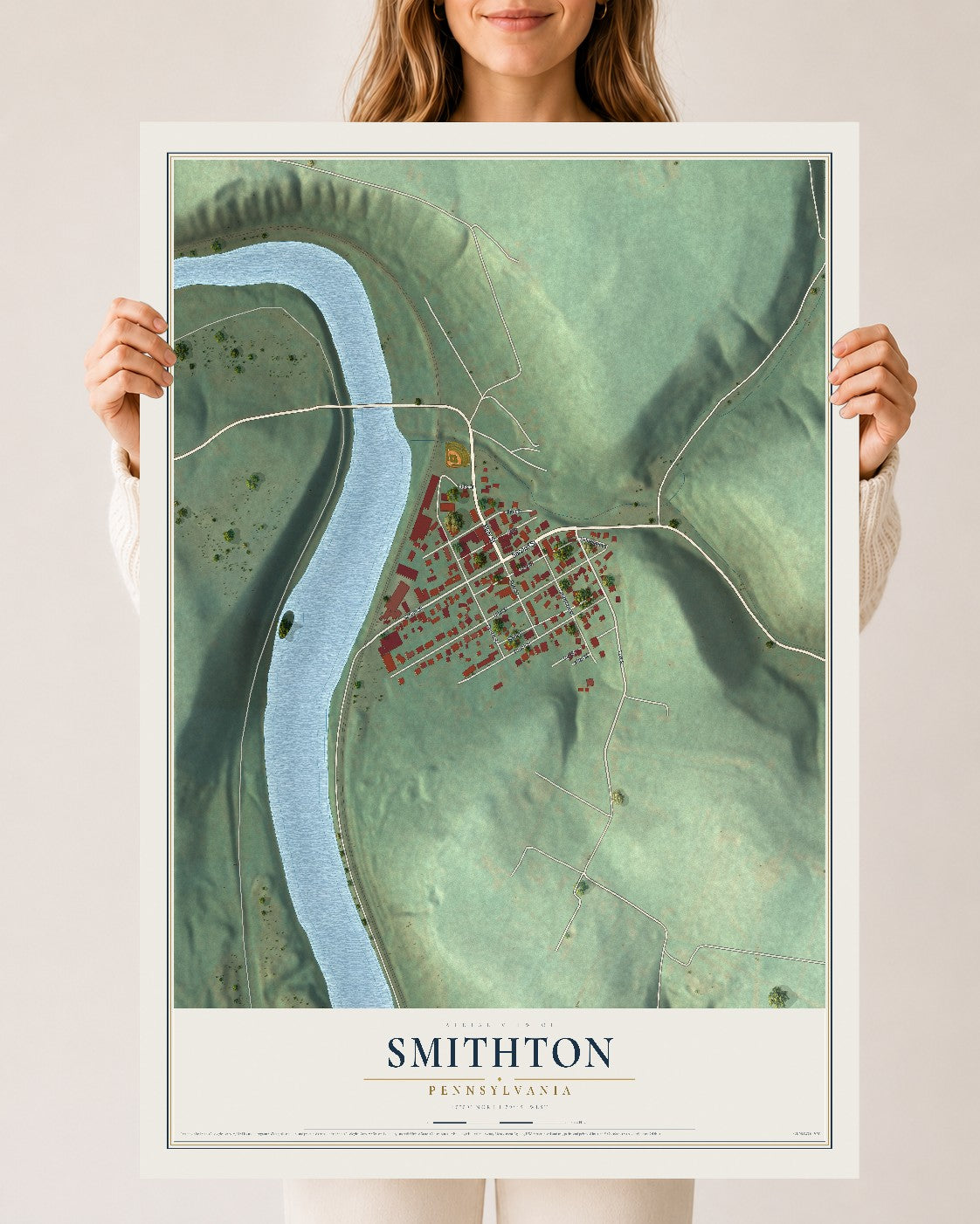 Map of Smithton, Pennsylvania, 24 x 36 inch unframed archival matte print