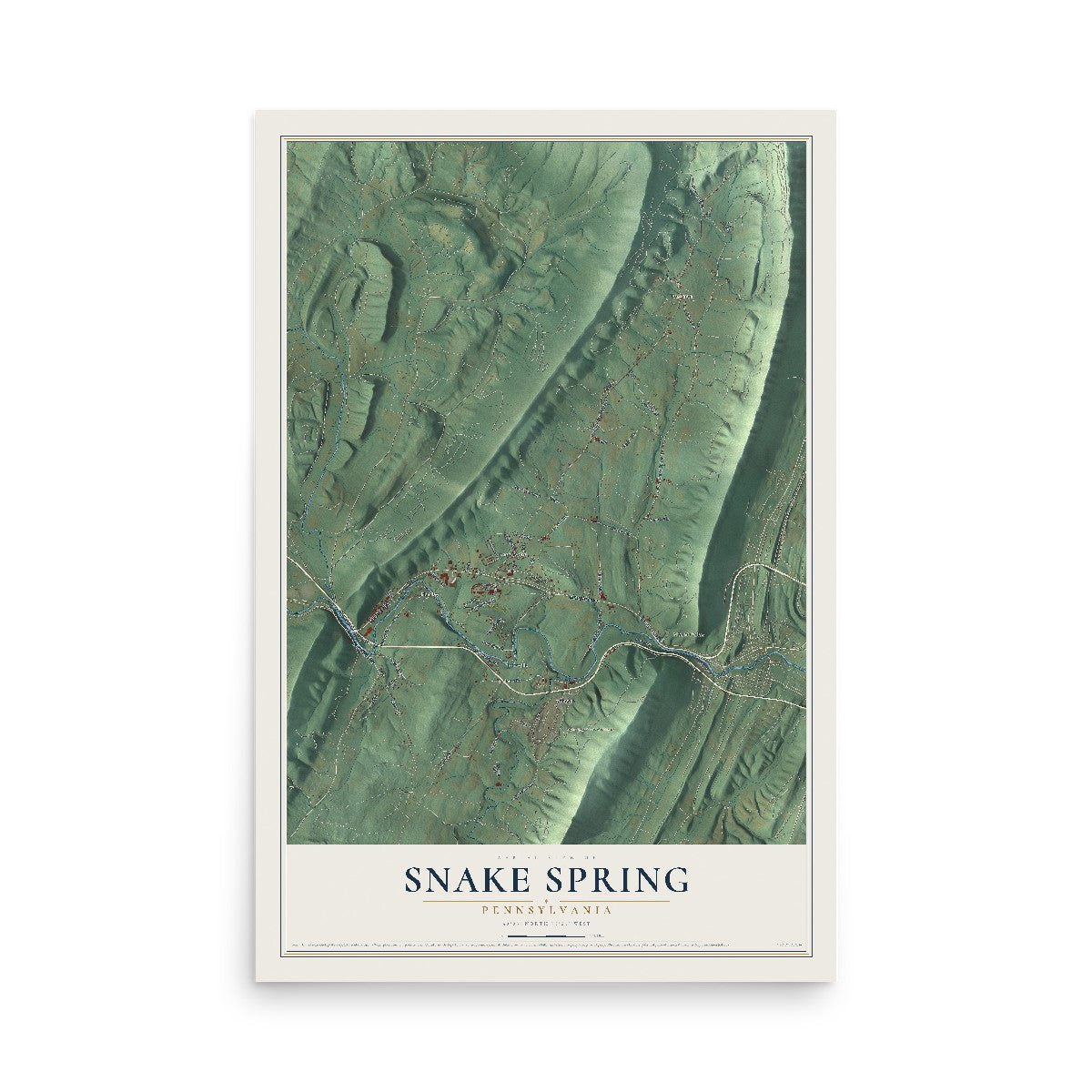 Map of Snake Spring, Pennsylvania, 12 x 18 inch unframed archival matte print