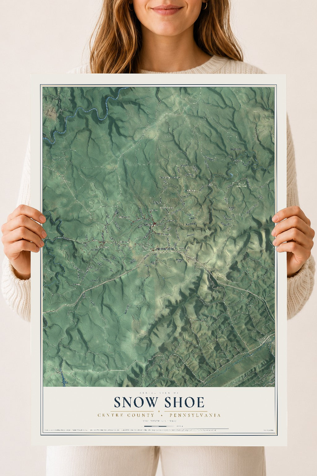 Map of Snow Shoe, Centre County, Pennsylvania, 18 x 24 inch unframed archival matte print
