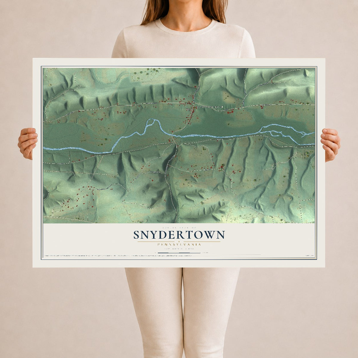 Map of Snydertown, Pennsylvania, 24 x 36 inch unframed archival matte print