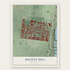 Society Hill, Pennsylvania map print, the full design
