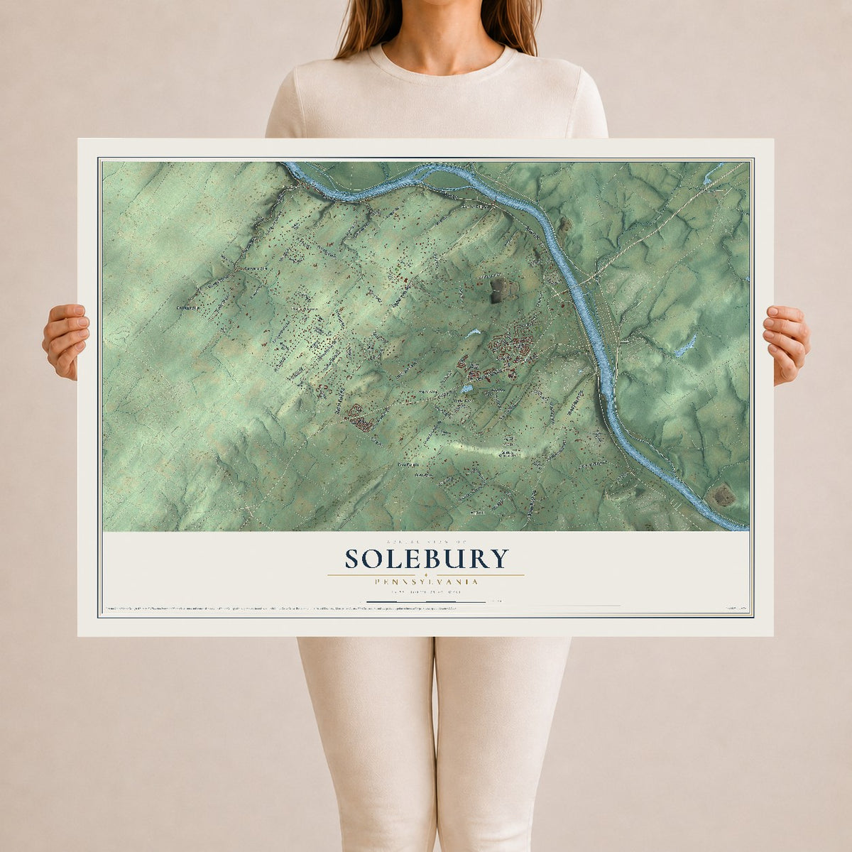Map of Solebury, Pennsylvania, 24 x 36 inch unframed archival matte print