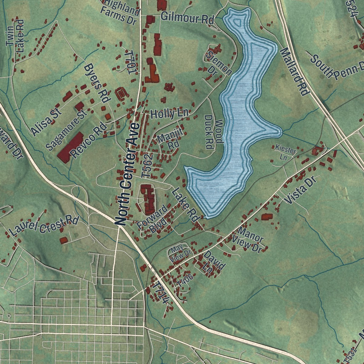 Close-up of the map of Somerset, Somerset County, Pennsylvania print showing street and building detail