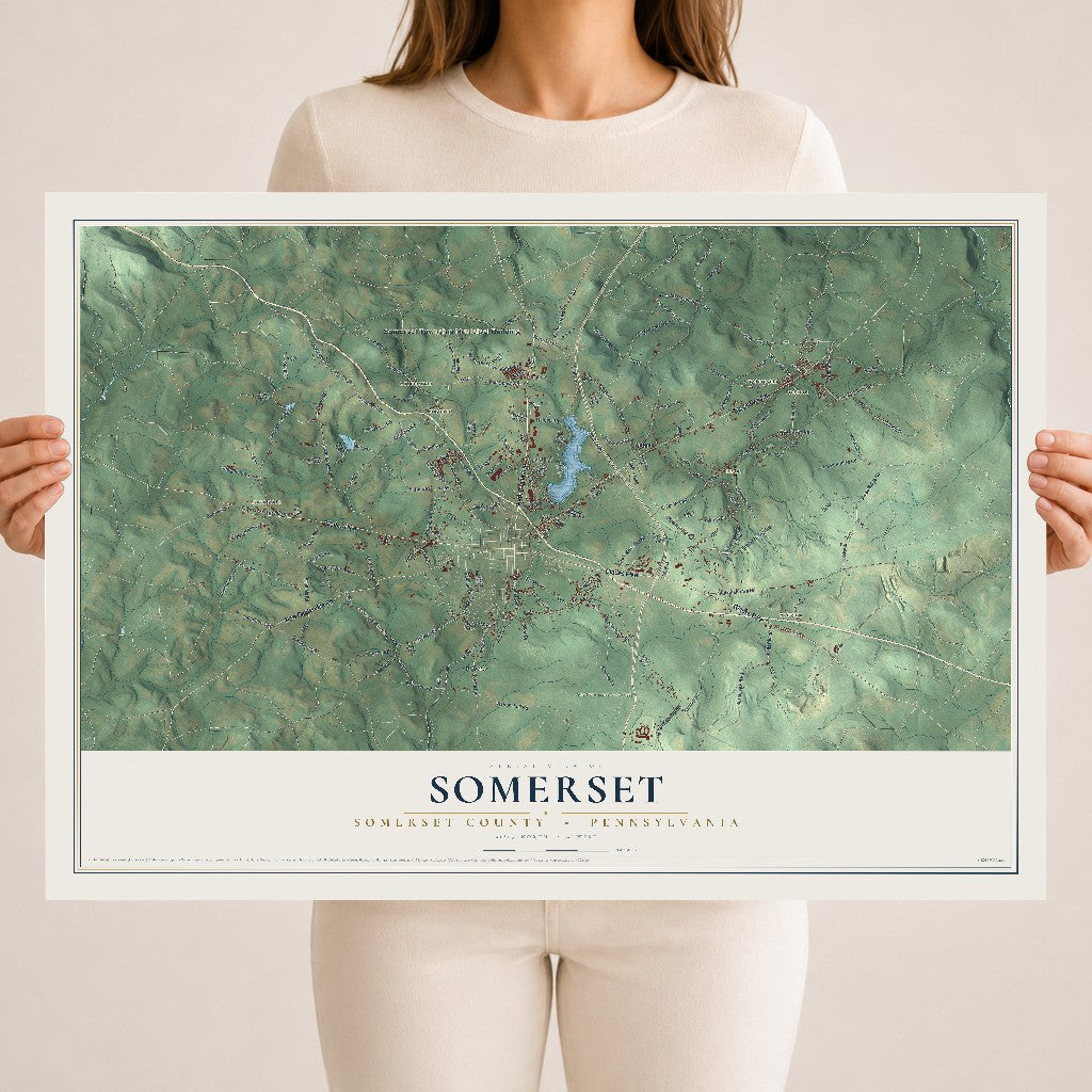 Map of Somerset, Somerset County, Pennsylvania, 18 x 24 inch unframed archival matte print