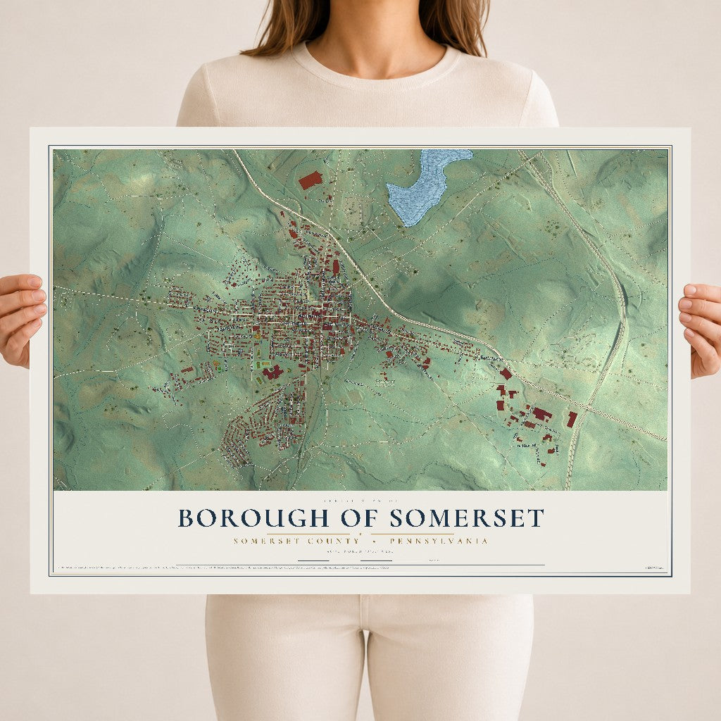 Map of the Borough of Somerset, Somerset County, Pennsylvania, 18 x 24 inch unframed archival matte print