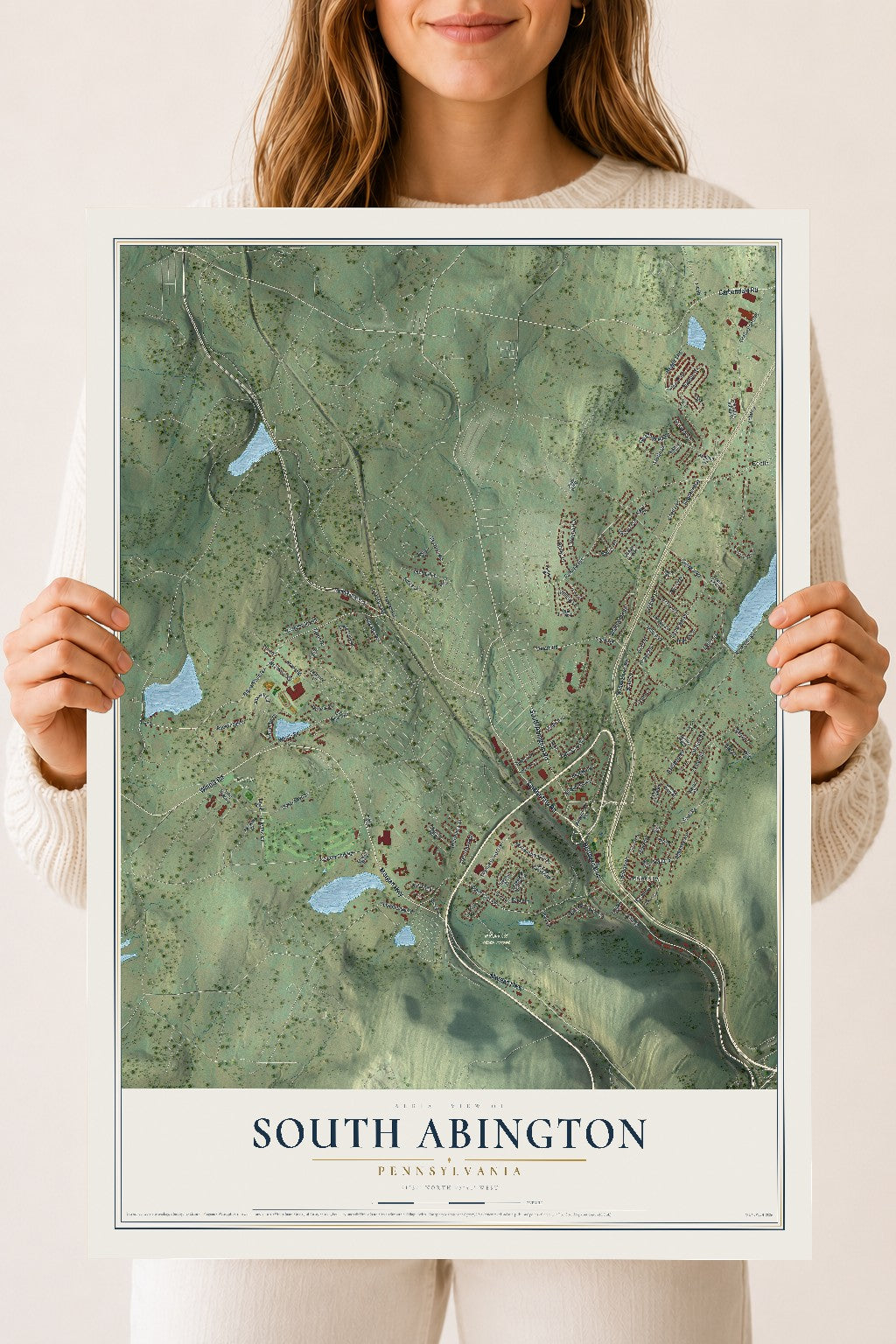 Map of South Abington, Pennsylvania, 18 x 24 inch unframed archival matte print