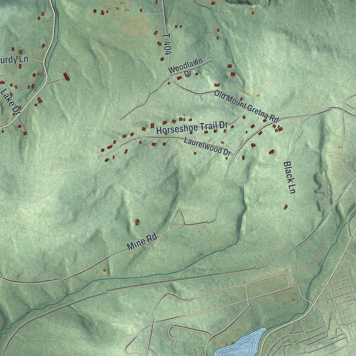 Second close-up of the map of South Annville, Pennsylvania print showing more streets and buildings
