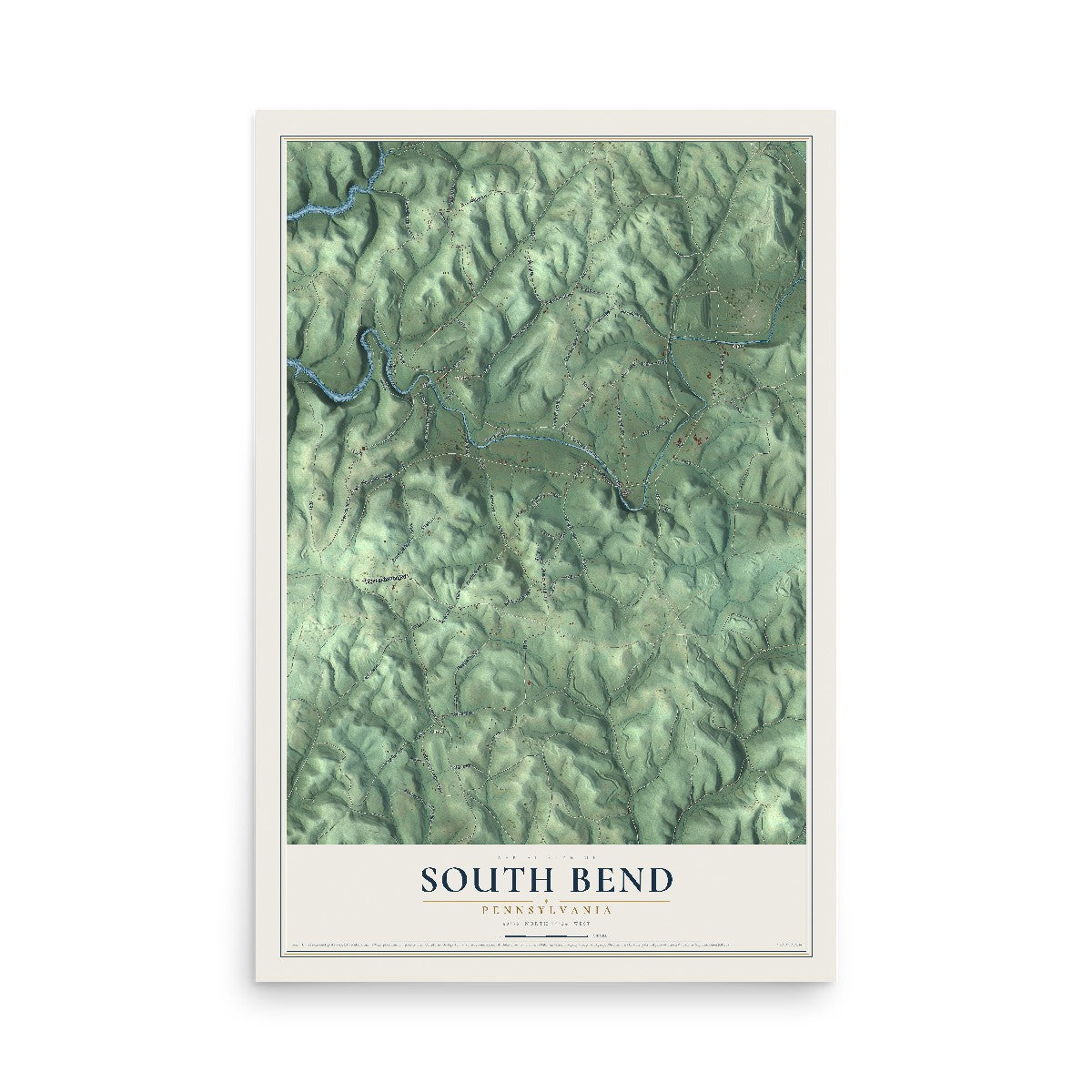 Map of South Bend, Pennsylvania, 12 x 18 inch unframed archival matte print