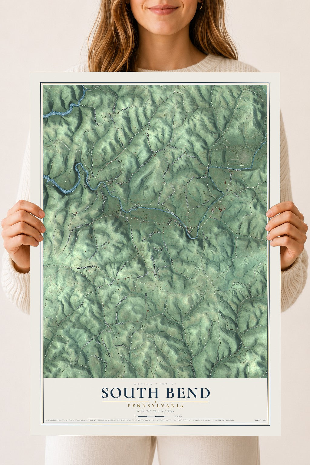 Map of South Bend, Pennsylvania, 18 x 24 inch unframed archival matte print