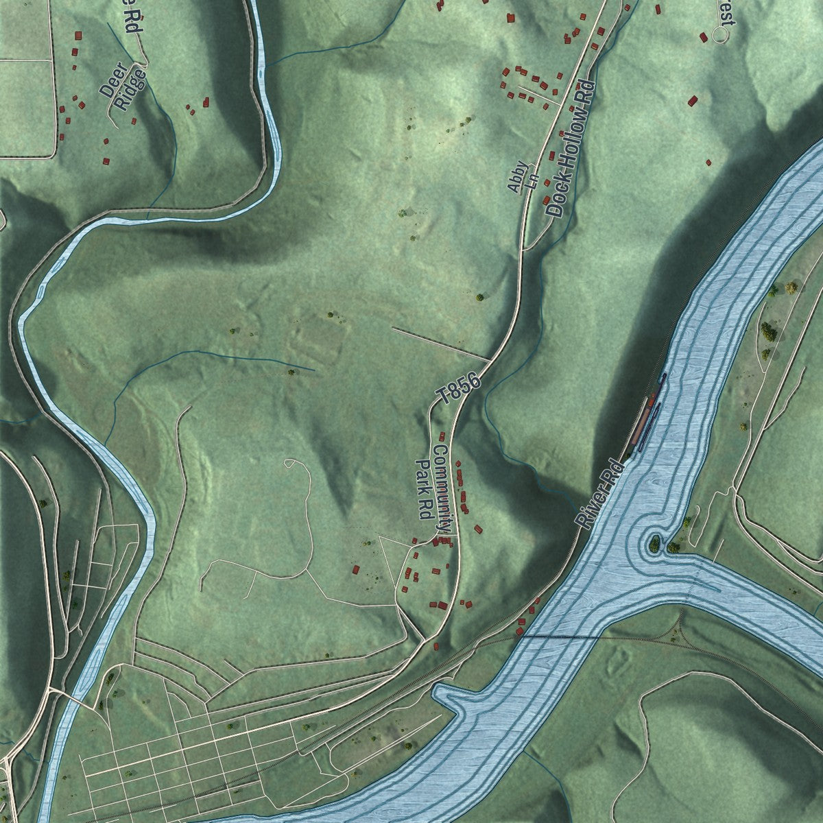 Second close-up of the map of South Buffalo, Pennsylvania print showing more streets and buildings