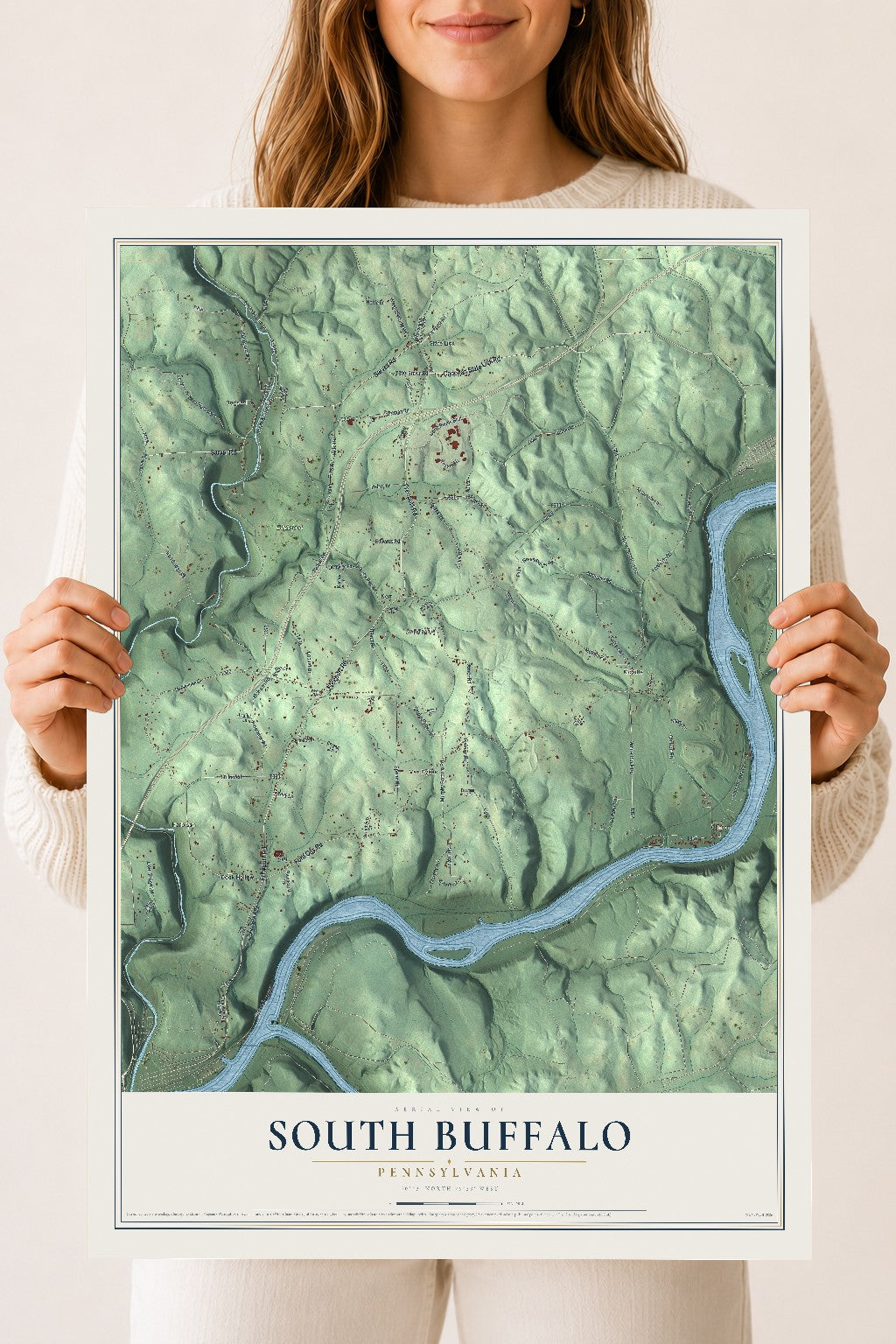 Map of South Buffalo, Pennsylvania, 18 x 24 inch unframed archival matte print