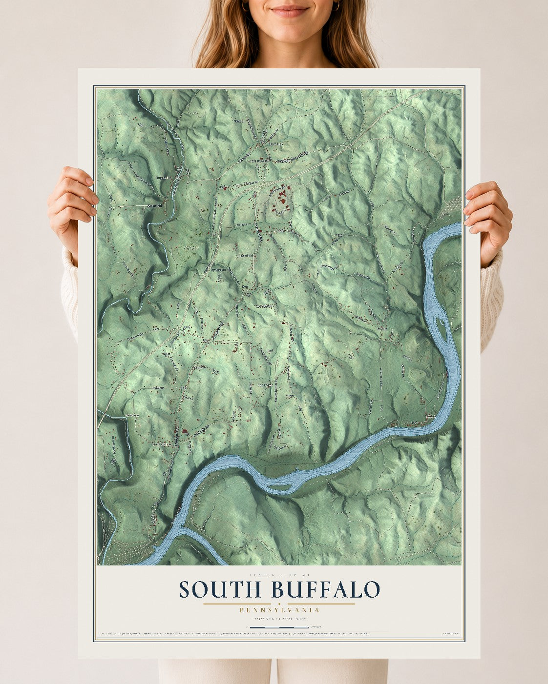 Map of South Buffalo, Pennsylvania, 24 x 36 inch unframed archival matte print