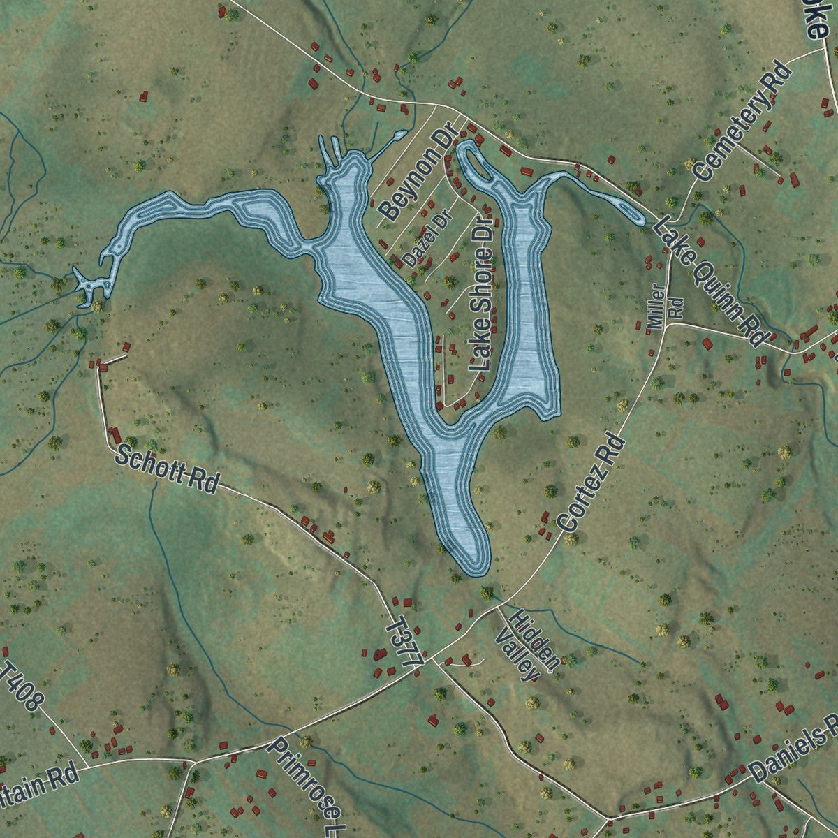 Second close-up of the map of South Canaan, Pennsylvania print showing more streets and buildings