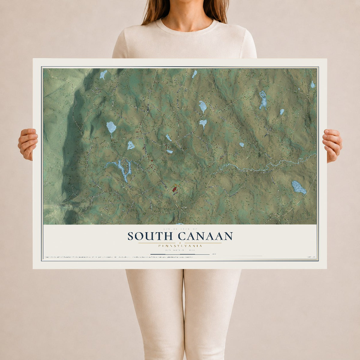 Map of South Canaan, Pennsylvania, 24 x 36 inch unframed archival matte print