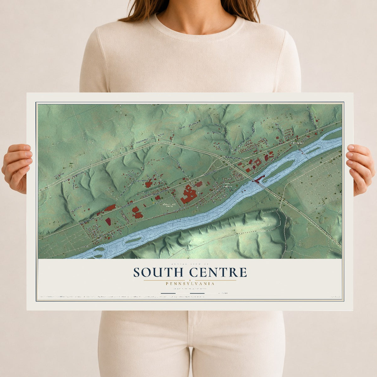 Map of South Centre, Pennsylvania, 12 x 18 inch unframed archival matte print