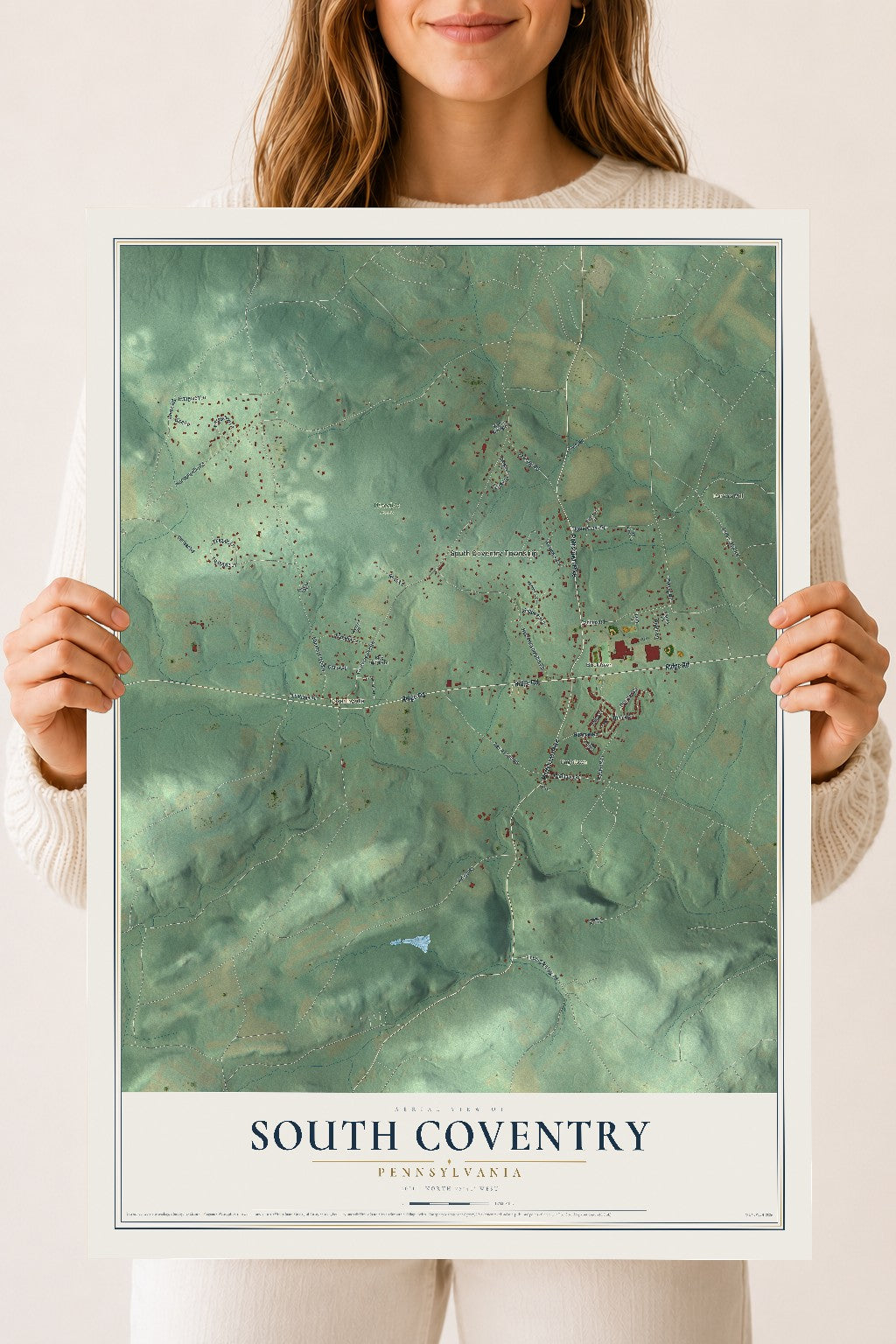 Map of South Coventry, Pennsylvania, 18 x 24 inch unframed archival matte print