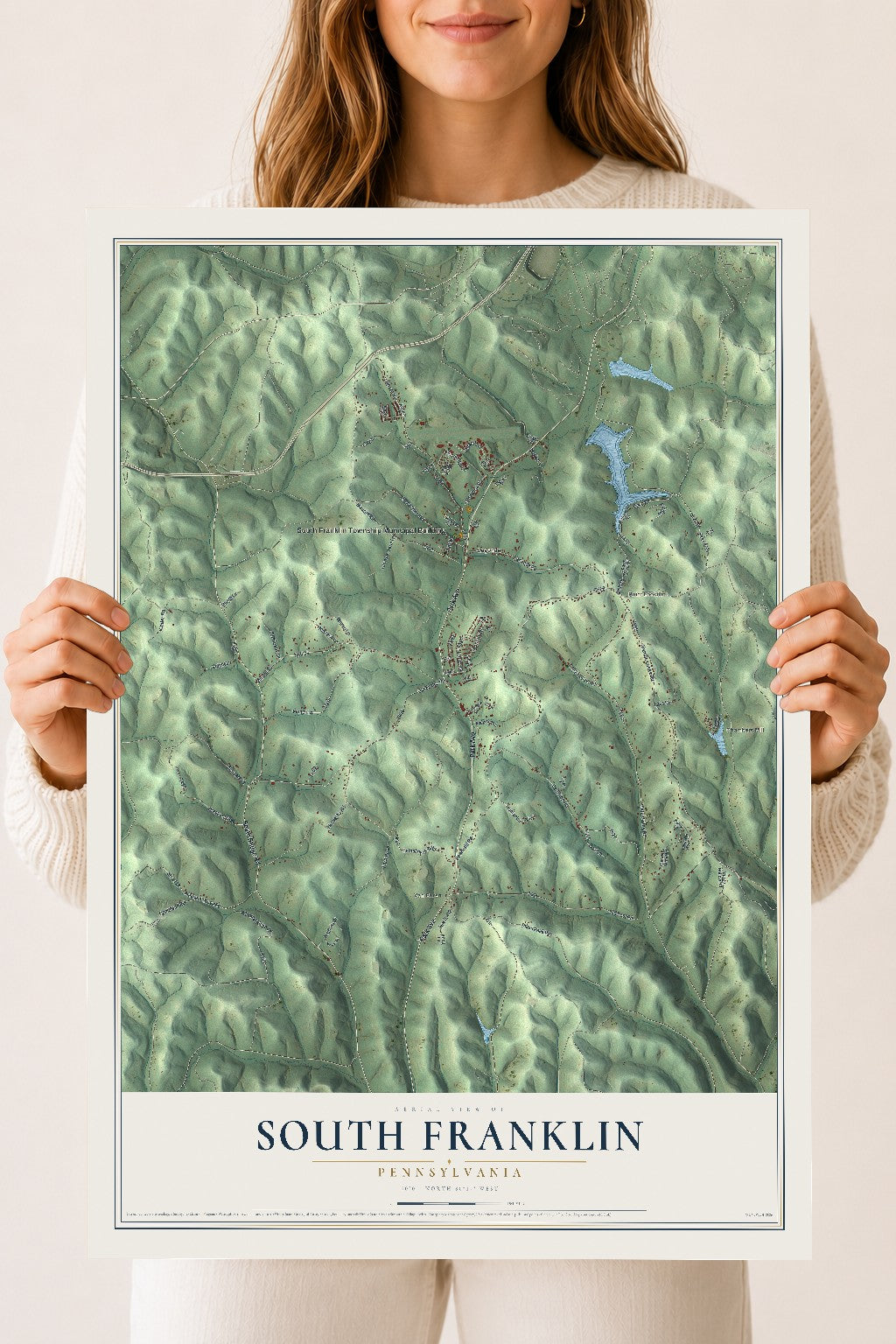 Map of South Franklin, Pennsylvania, 18 x 24 inch unframed archival matte print