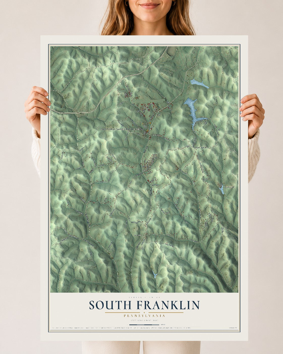 Map of South Franklin, Pennsylvania, 24 x 36 inch unframed archival matte print