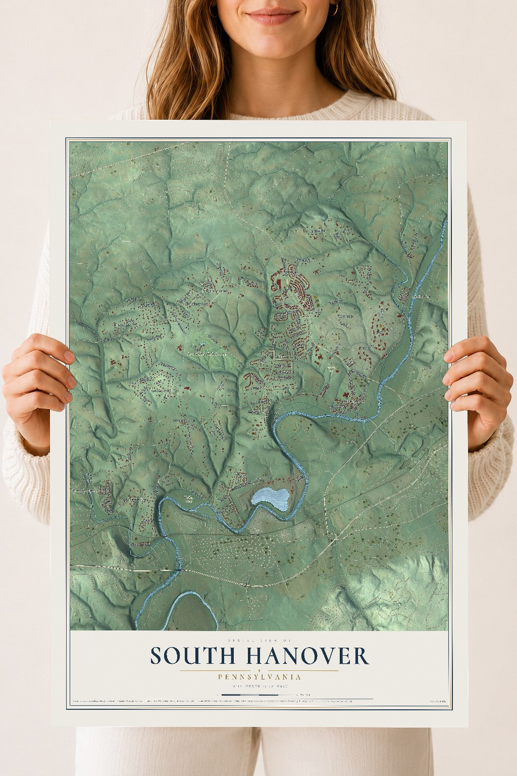 Map of South Hanover, Pennsylvania, 18 x 24 inch unframed archival matte print