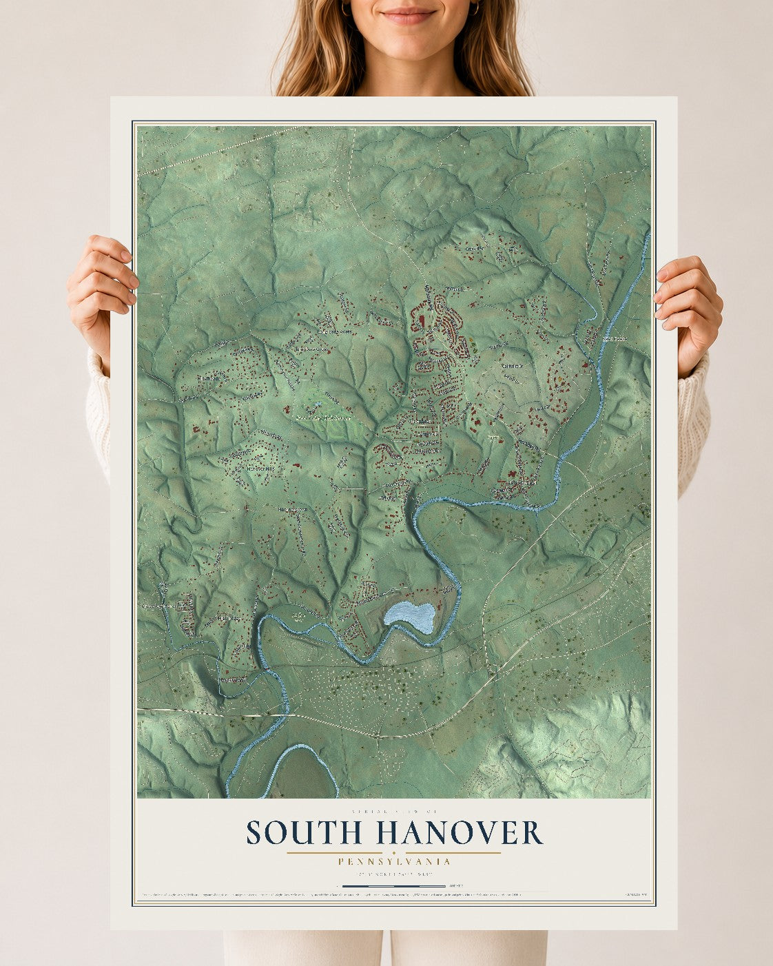 Map of South Hanover, Pennsylvania, 24 x 36 inch unframed archival matte print