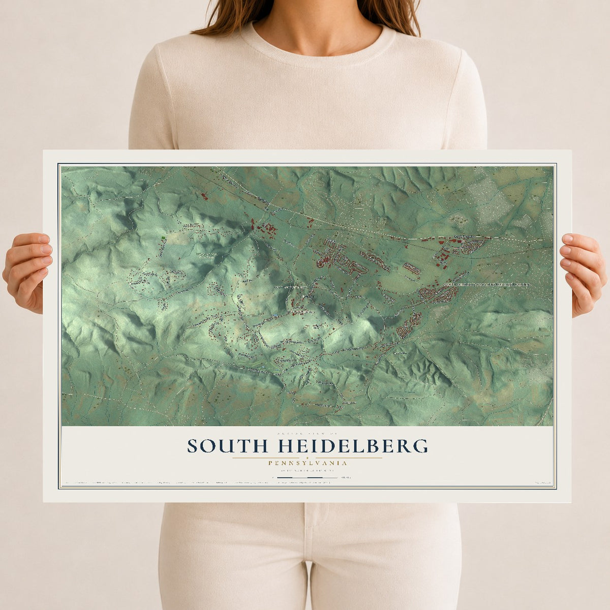 Map of South Heidelberg, Pennsylvania, 12 x 18 inch unframed archival matte print