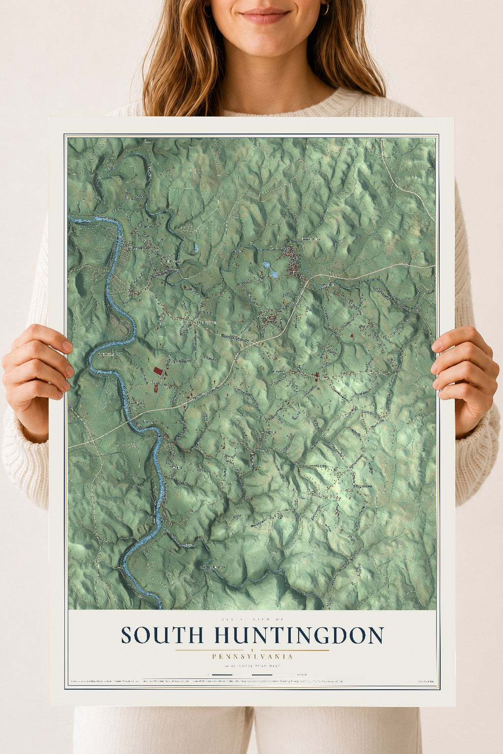 Map of South Huntingdon, Pennsylvania, 18 x 24 inch unframed archival matte print