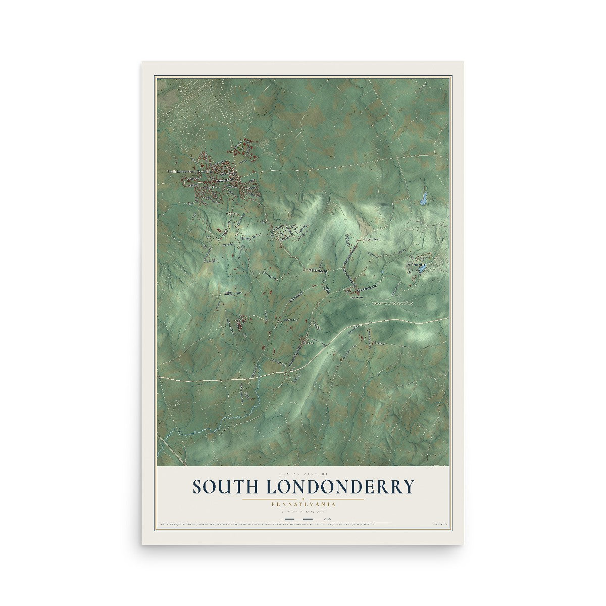 Map of South Londonderry, Pennsylvania, 12 x 18 inch unframed archival matte print